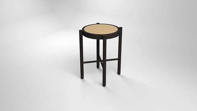 Assise round stool - wood 3D model