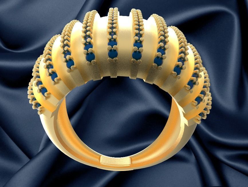 ring18k gold ring with sapphires 3D print model_1