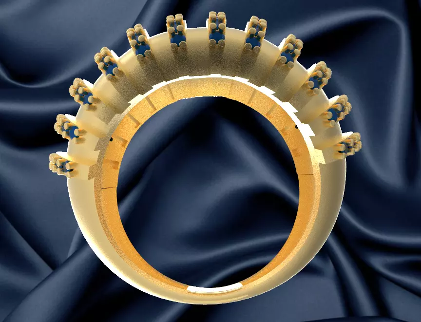 ring18k gold ring with sapphires 3D print model_0