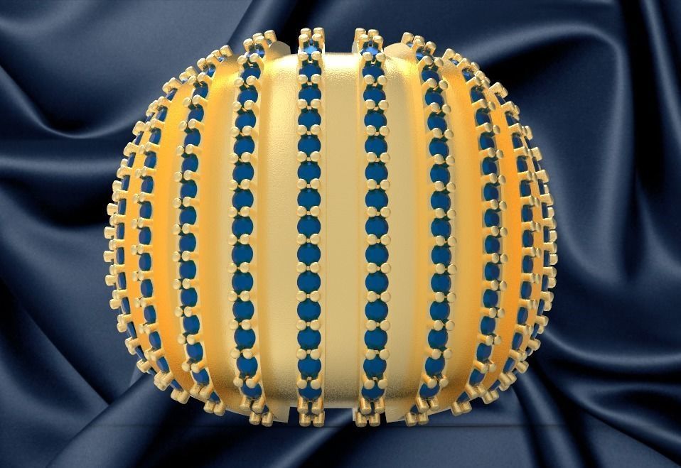 ring18k gold ring with sapphires 3D print model_2