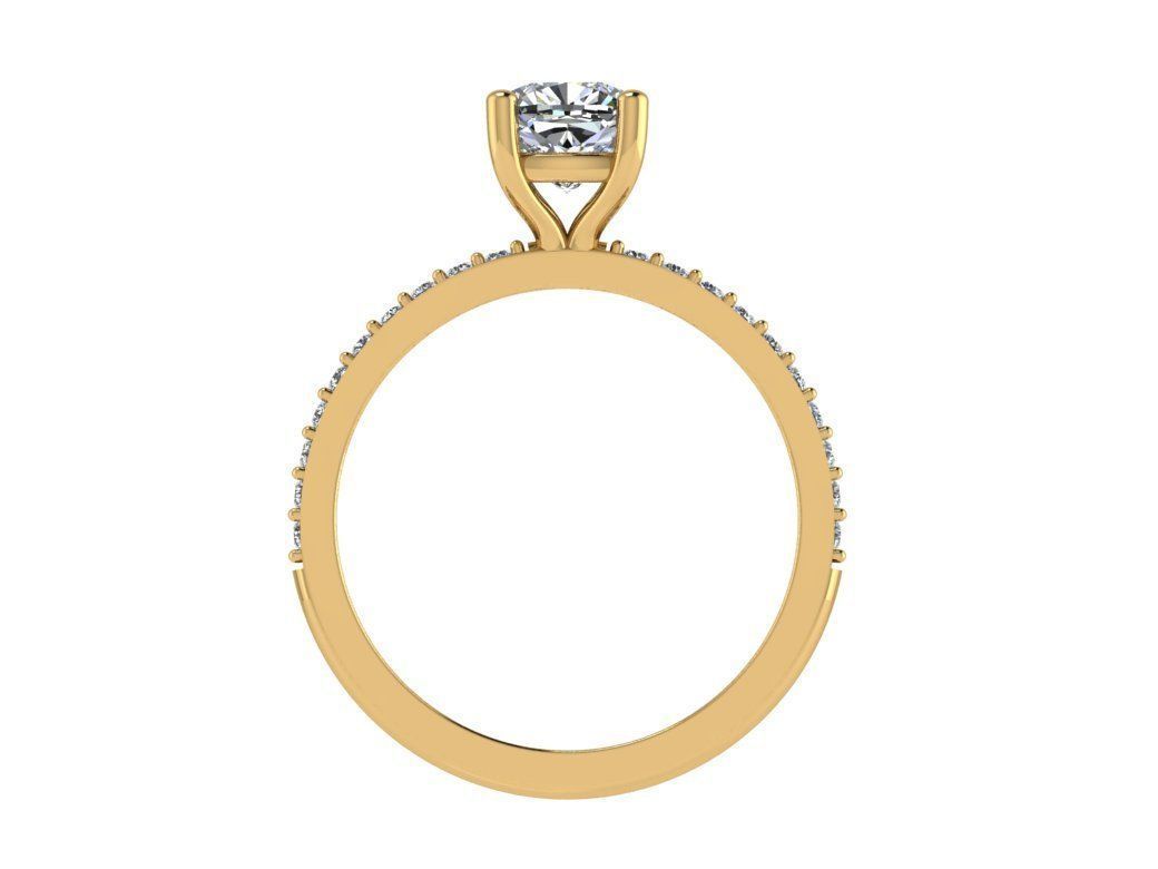 Ring132 gold engagement ring with cushion cut diamond 3D print model_2