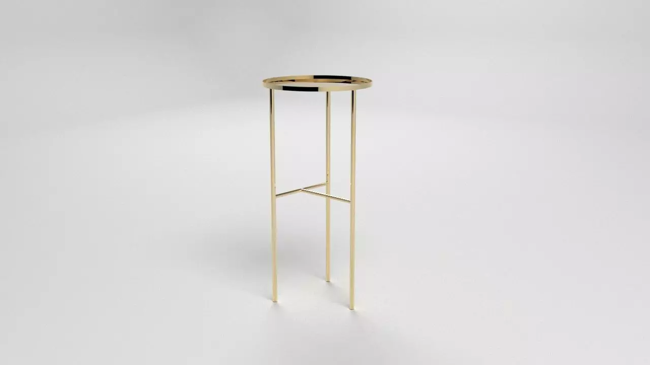Table side with gold base 3D model_0