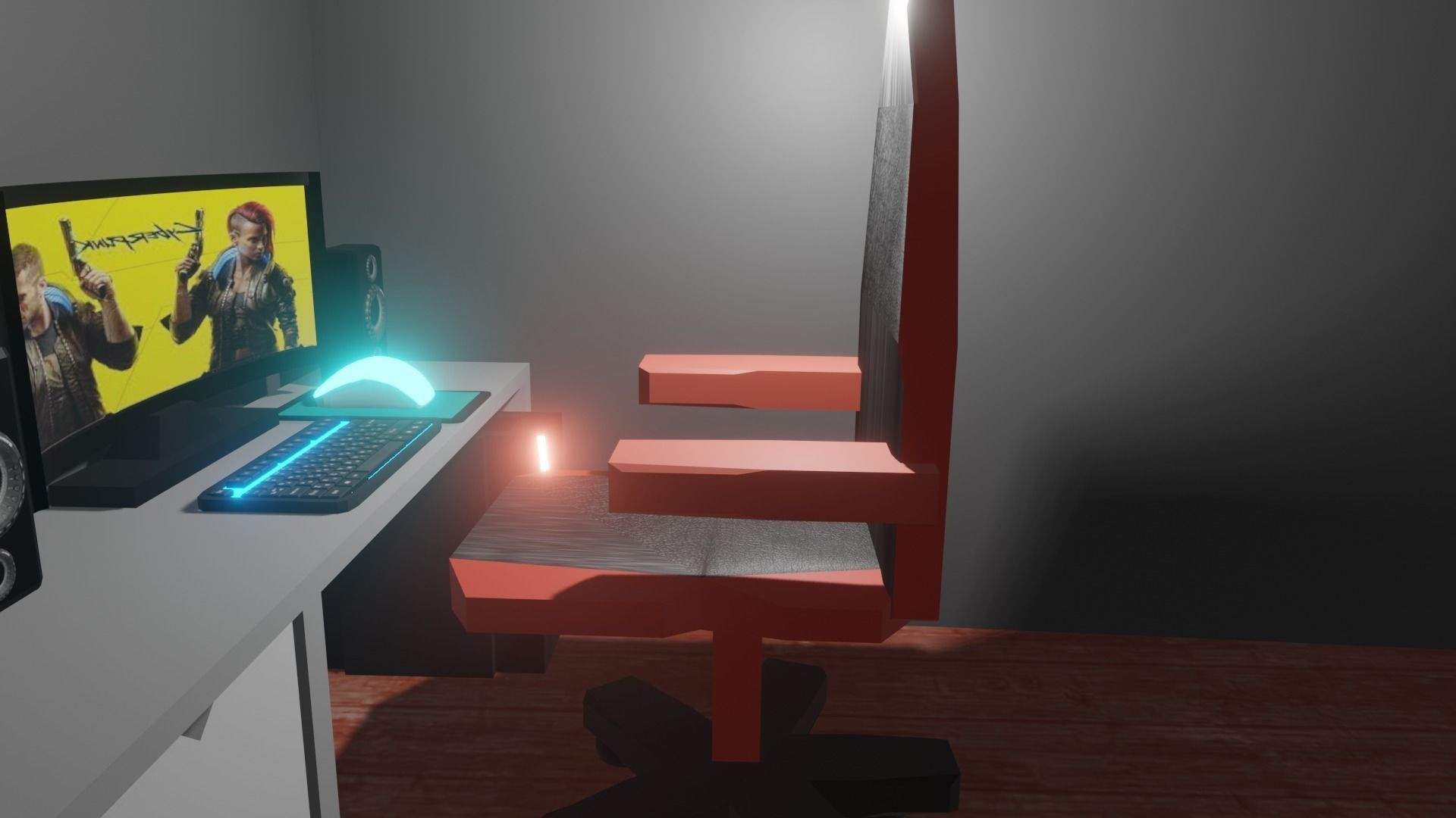 gaming kit set pc gaming chair gaming monitor set Low-poly 3D model_3