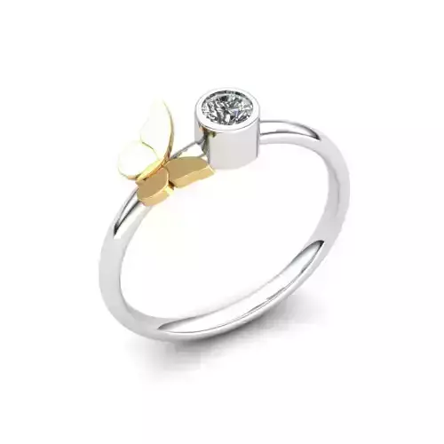 ring with butterfly and stone