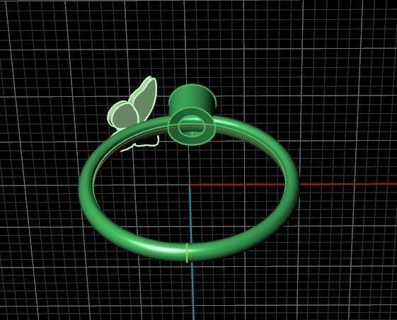 ring with butterfly and stone 3D print model_34