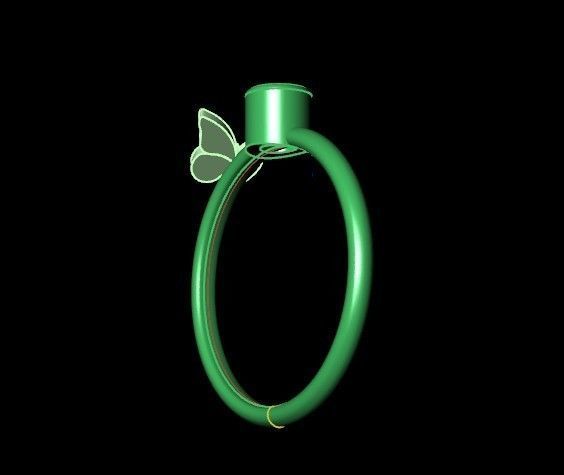 ring with butterfly and stone 3D print model_35
