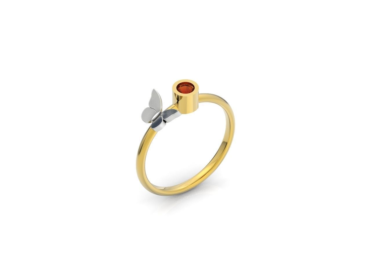 ring with butterfly and stone 3D print model_13