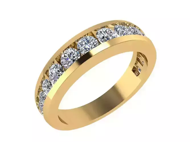 Ring133 gold wedding band with diamonds