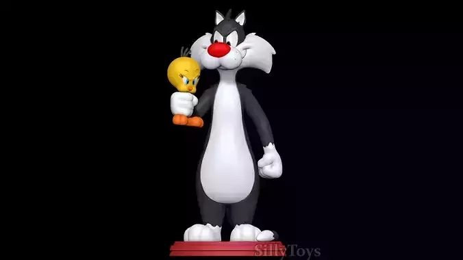 Sylvester holding Tweety - Looney Tunes 3D print model