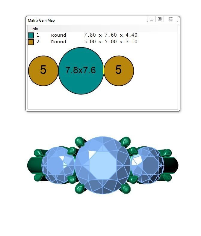 Ring134 three stone engagement ring gold 3D print model_6