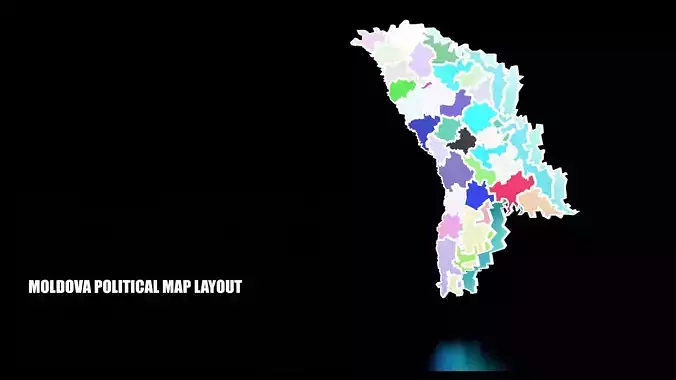 MOLDOVA POLITICAL MAP LAYOUT  Low-poly 3D model