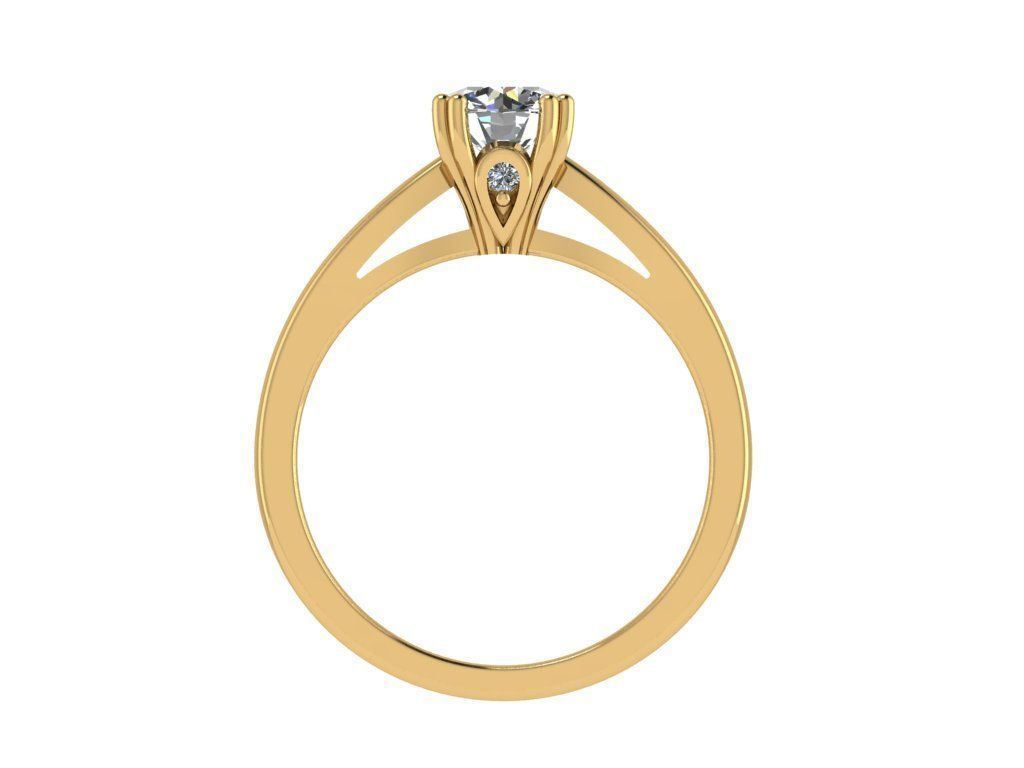 Ring135 solitaire engagement ring gold 3D print model_2