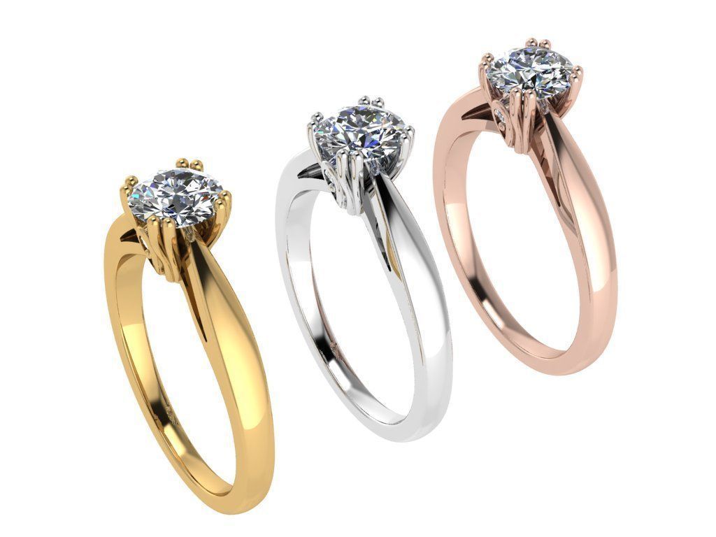 Ring135 solitaire engagement ring gold 3D print model_4