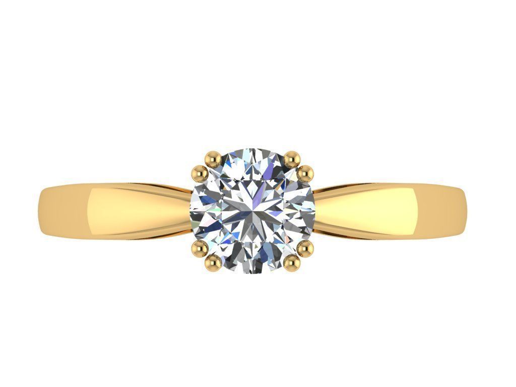 Ring135 solitaire engagement ring gold 3D print model_1