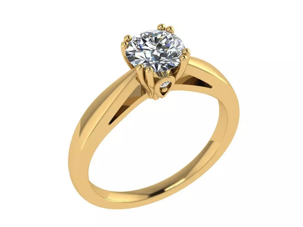 Ring135 solitaire engagement ring gold 3D print model_0