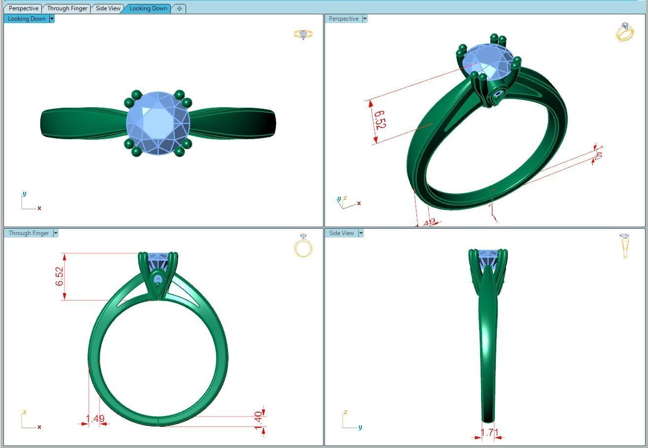 Ring135 solitaire engagement ring gold 3D print model_5
