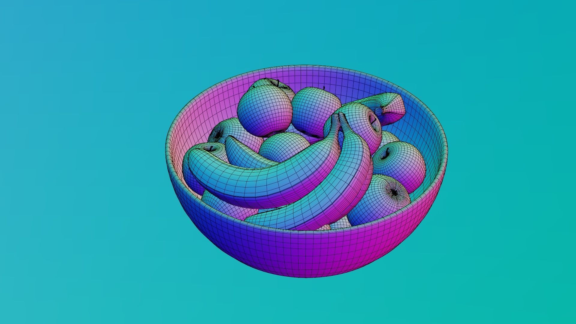  Fruit bowl apples bananas and oranges 3D model_14