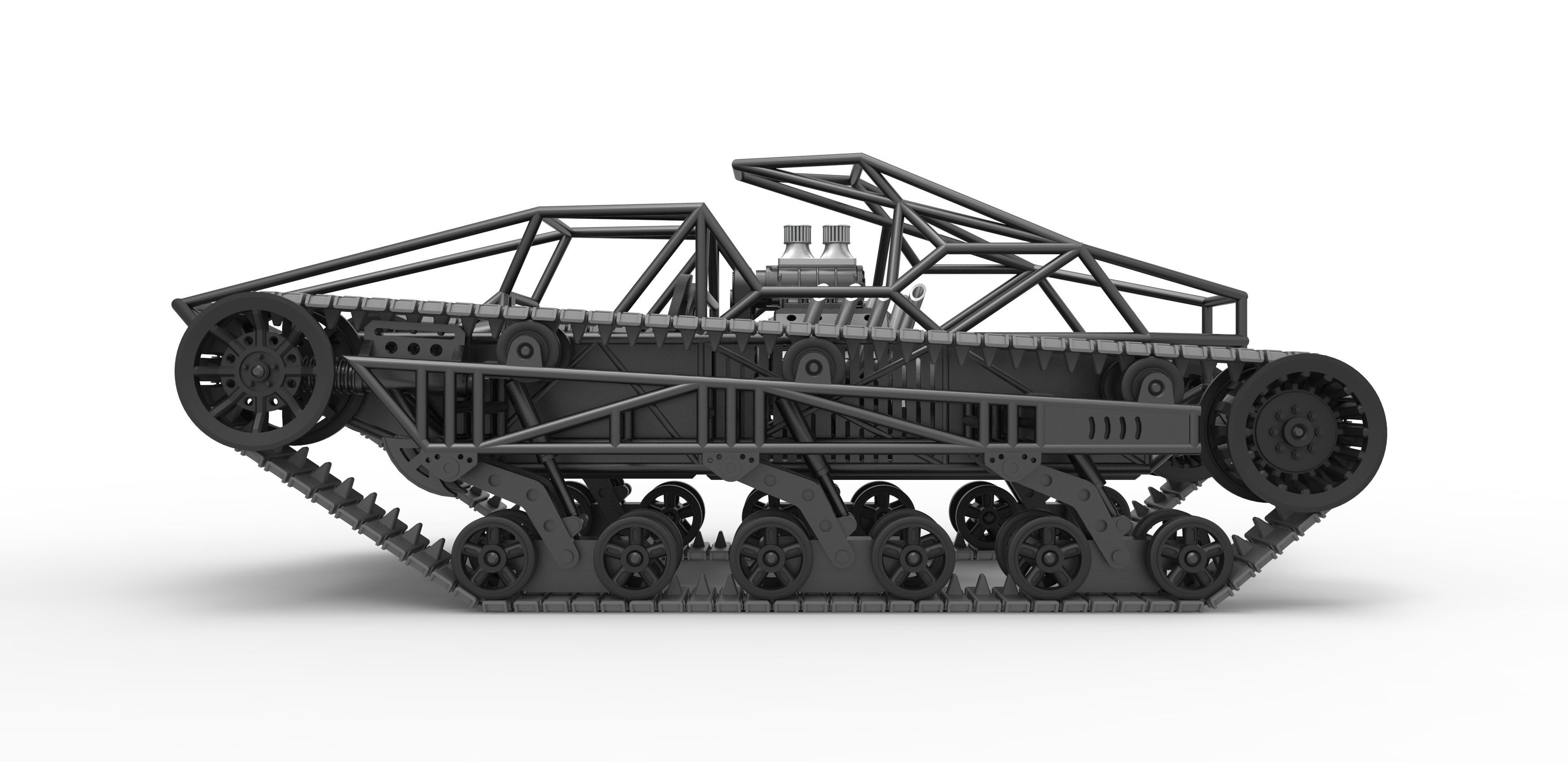 Tracked vehicle Scale 1 to 25 3D print model_7