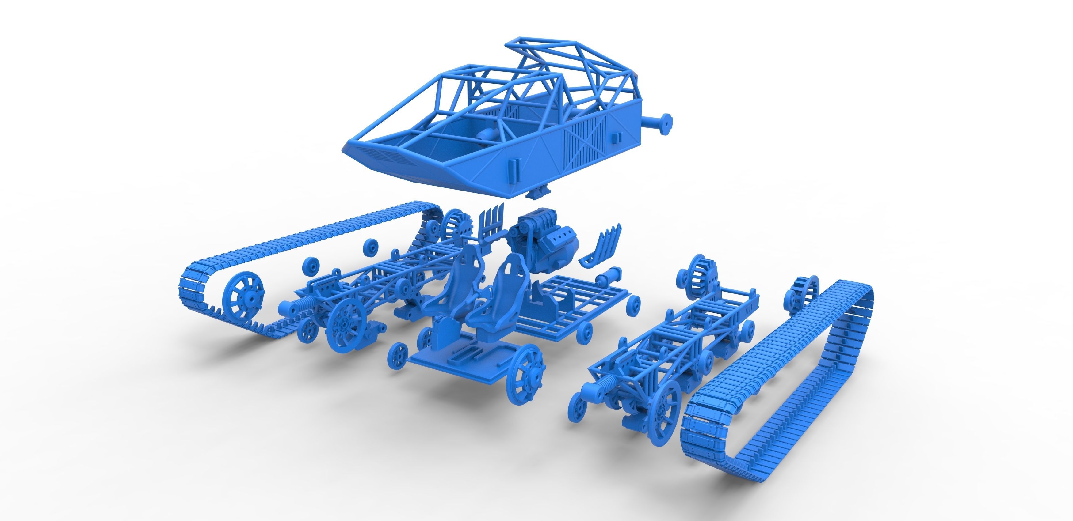 Tracked vehicle Scale 1 to 25 3D print model_27