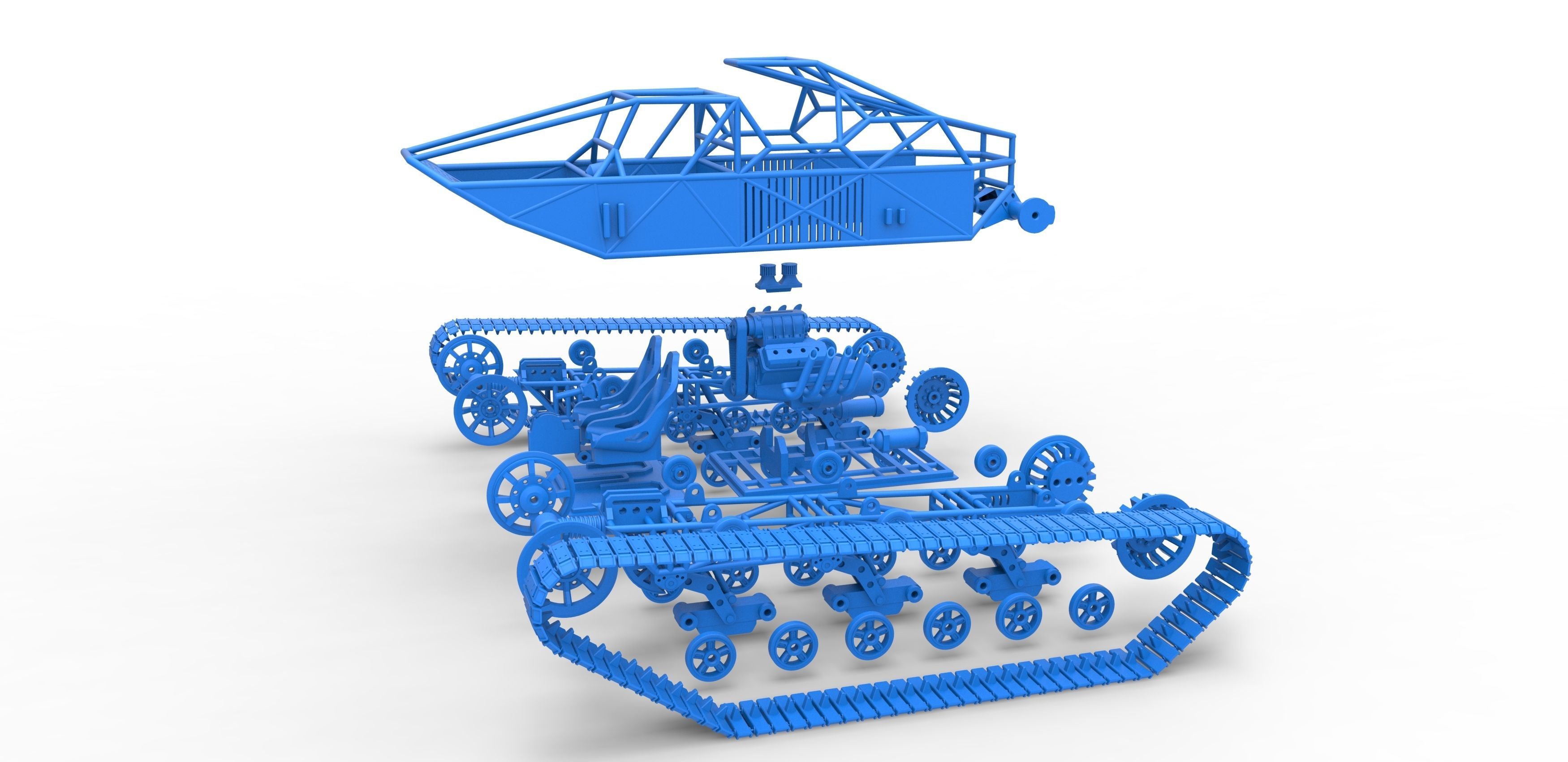 Tracked vehicle Scale 1 to 25 3D print model_31