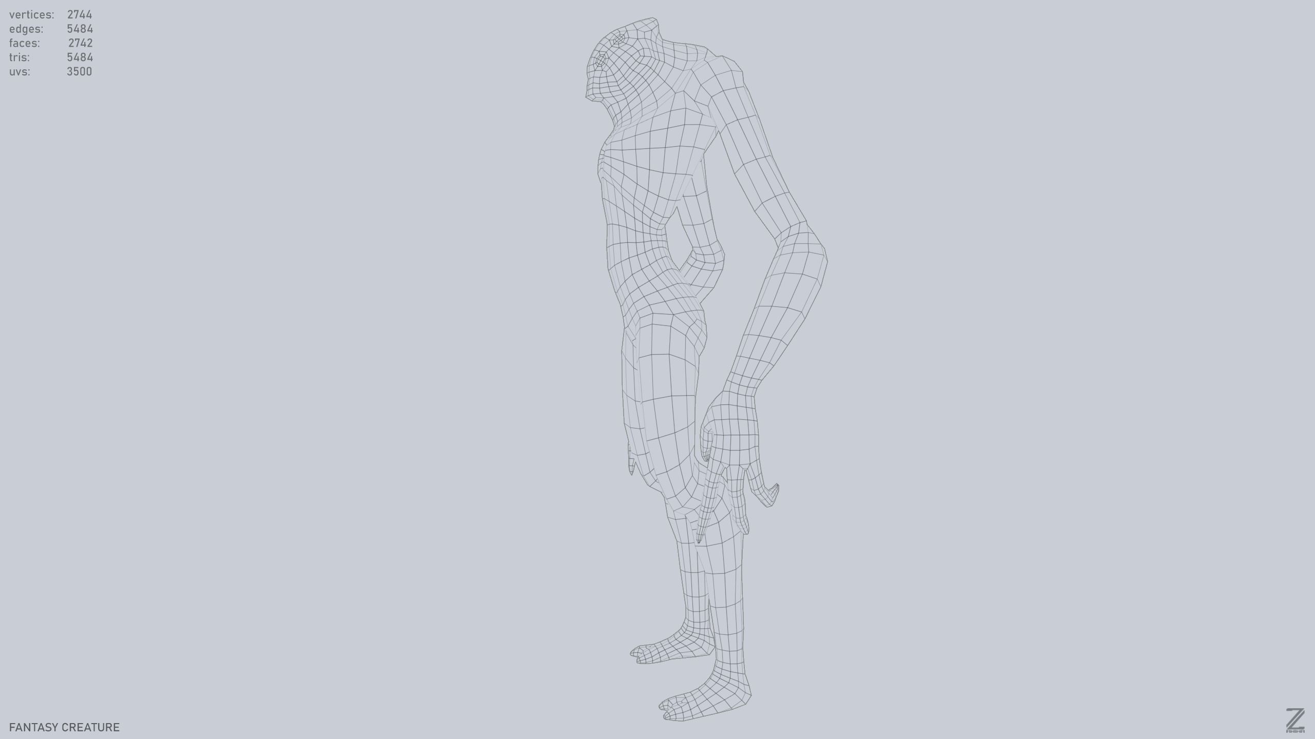 Fantasy creature Low-poly 3D model_11