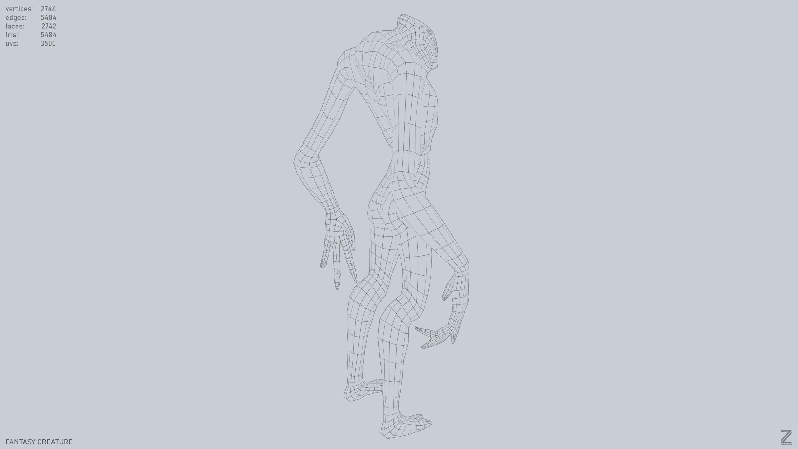 Fantasy creature Low-poly 3D model_14