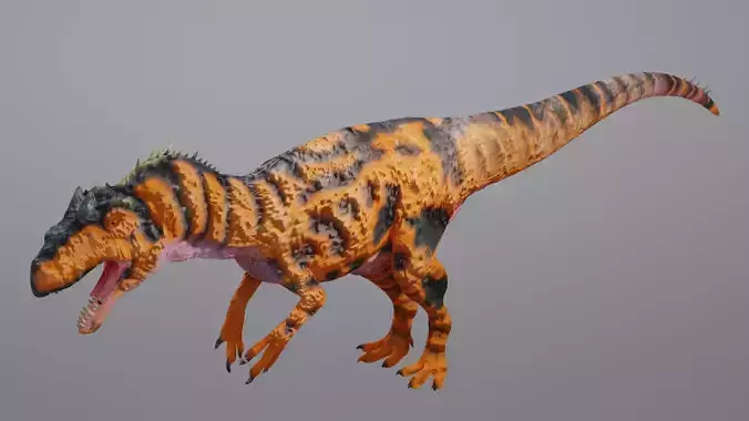 Allosaurus orange and tyrannosaurus dinosaur 3D model