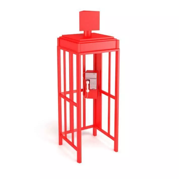 Modern Metal Glass Phonebooth 3D model_0