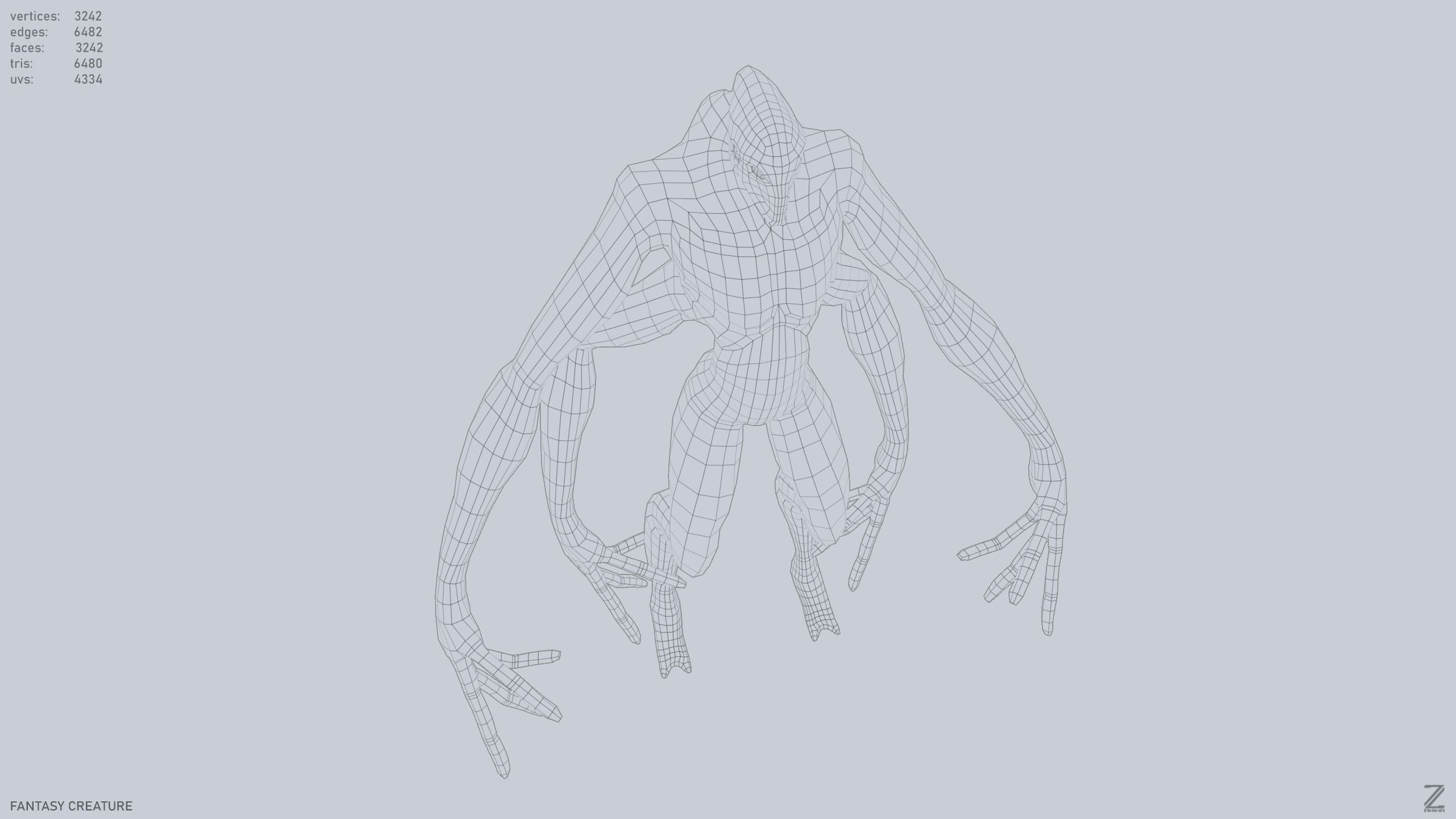 Fantasy creature Low-poly 3D model_14