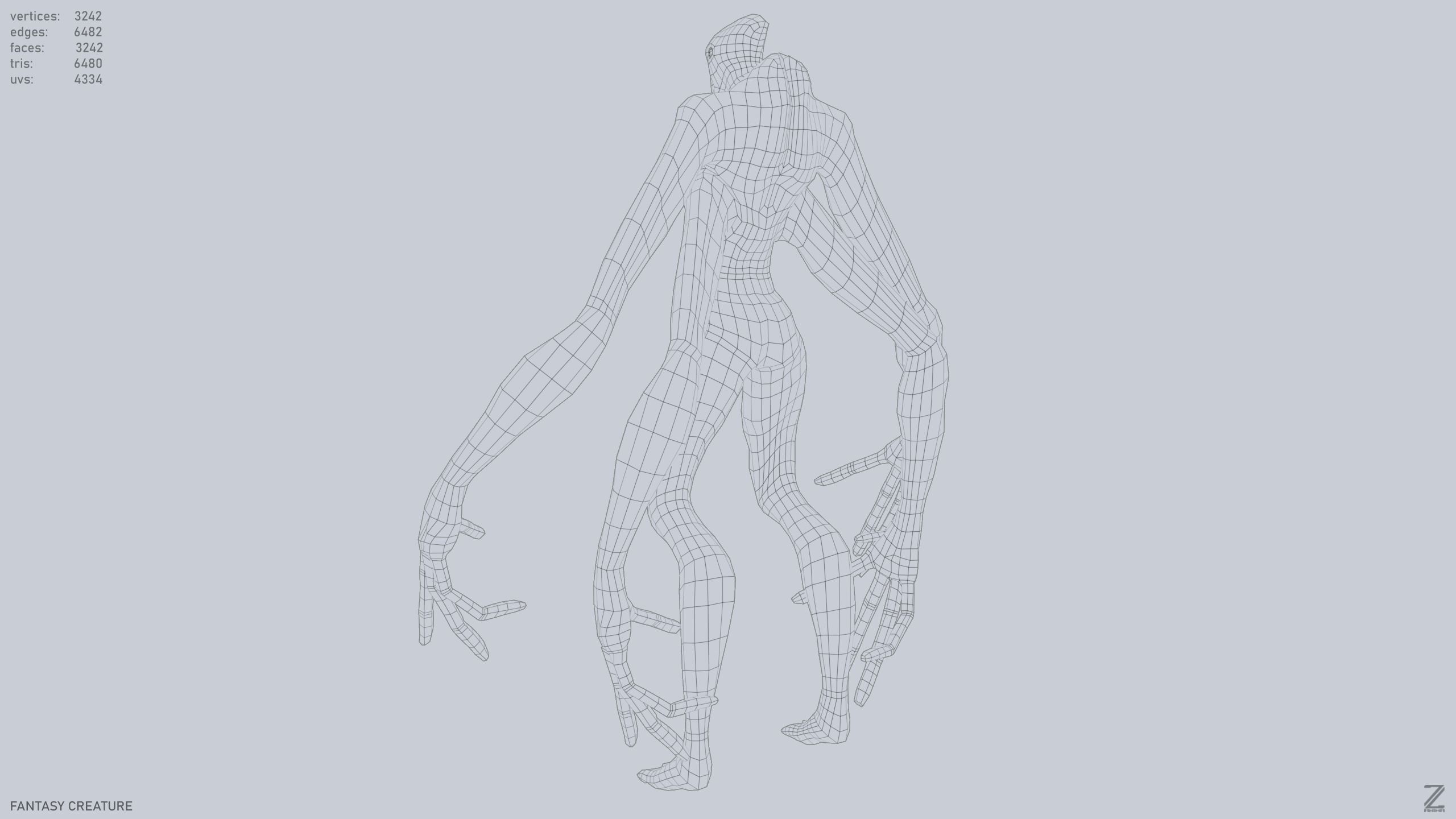 Fantasy creature Low-poly 3D model_11