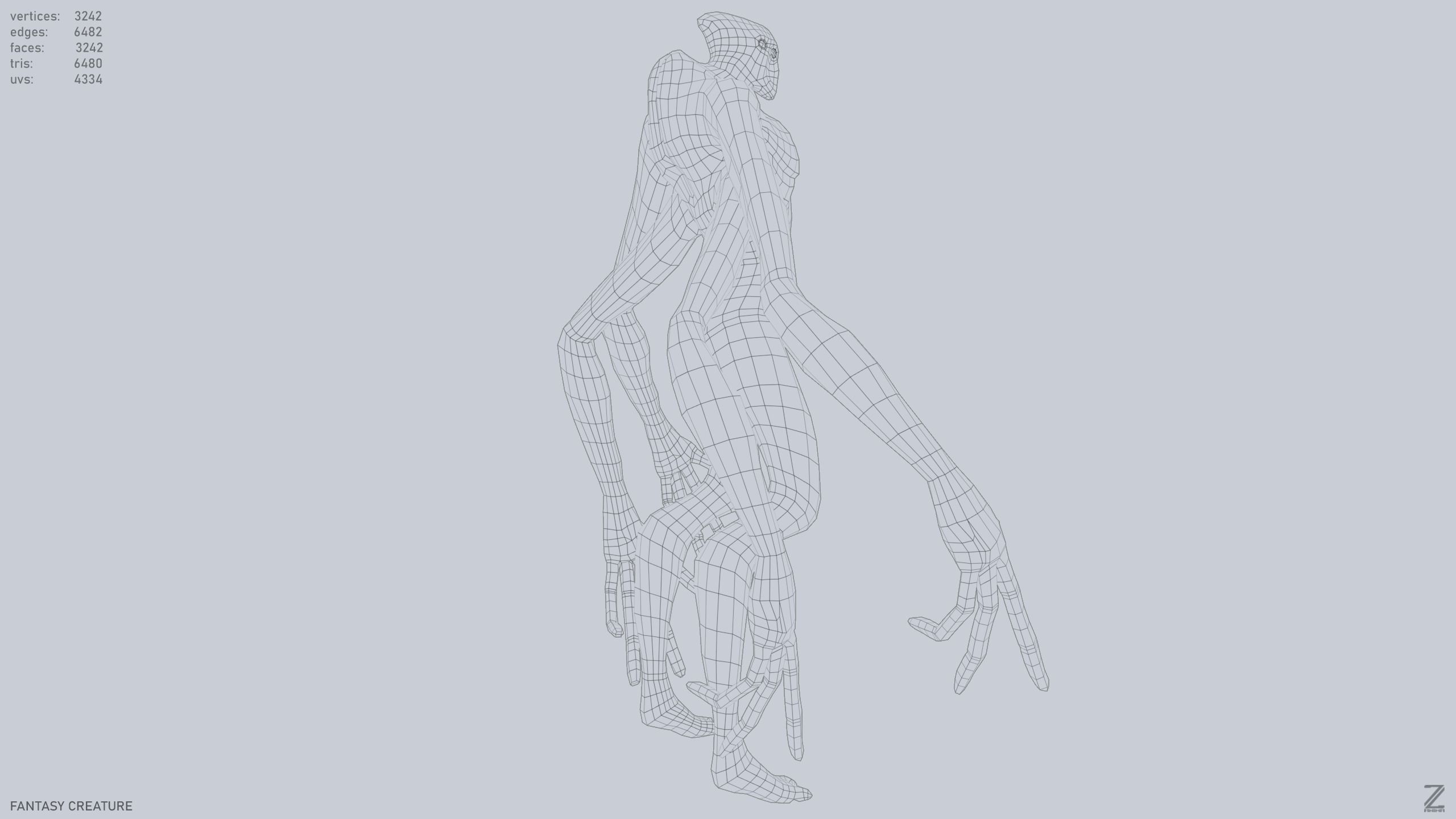 Fantasy creature Low-poly 3D model_13