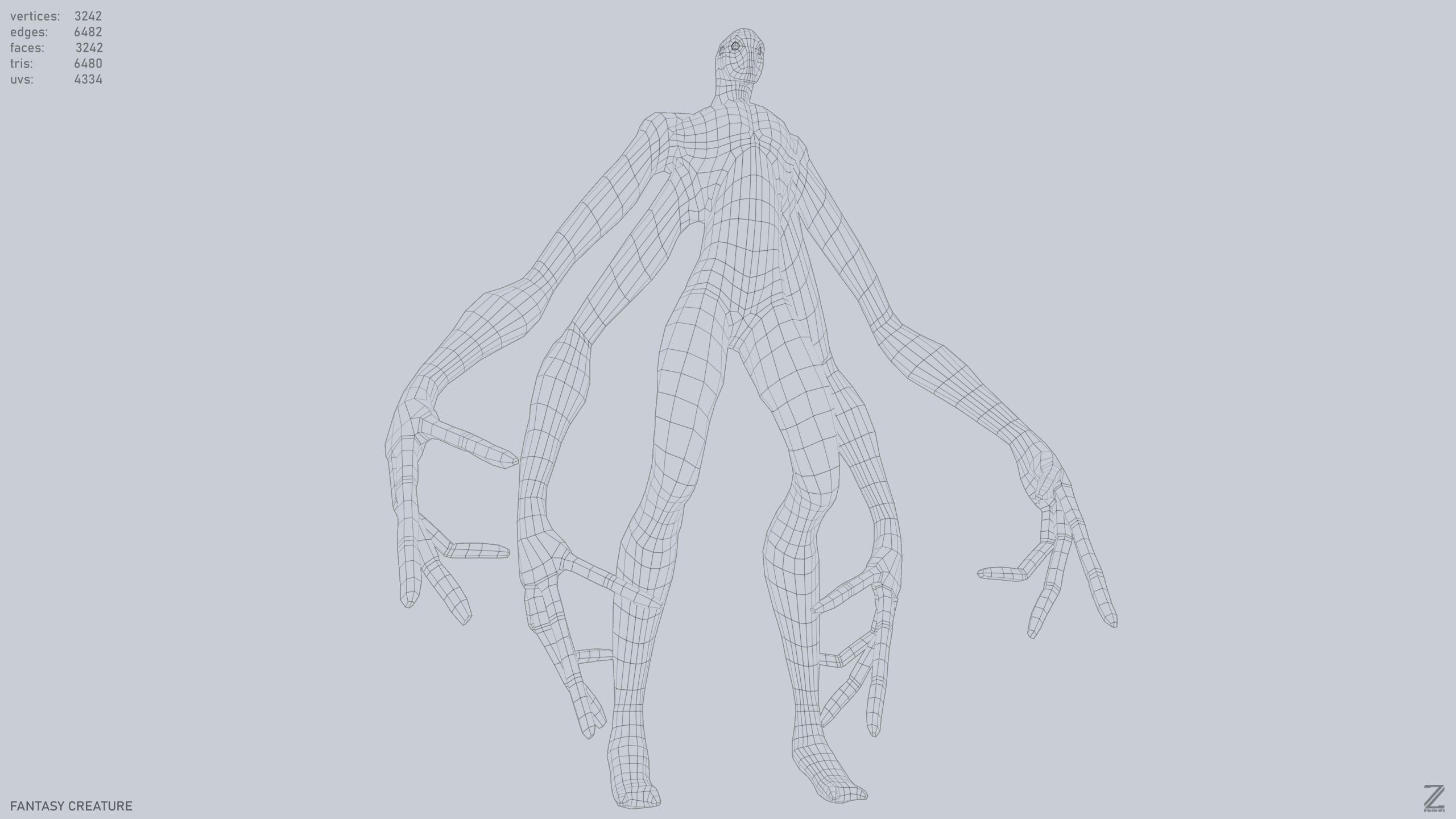 Fantasy creature Low-poly 3D model_15