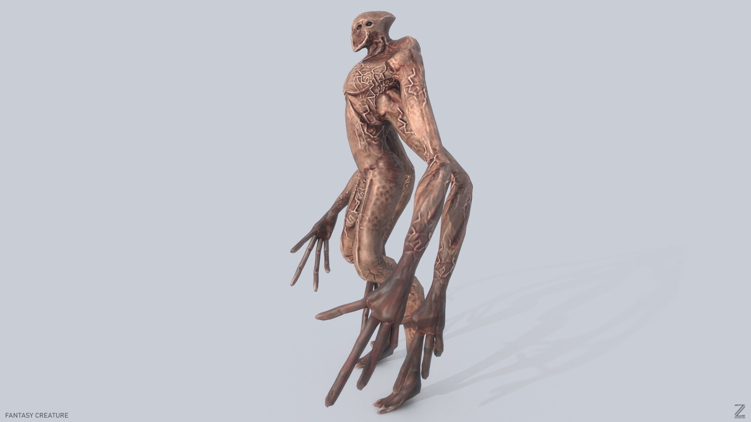 Fantasy creature Low-poly 3D model_4