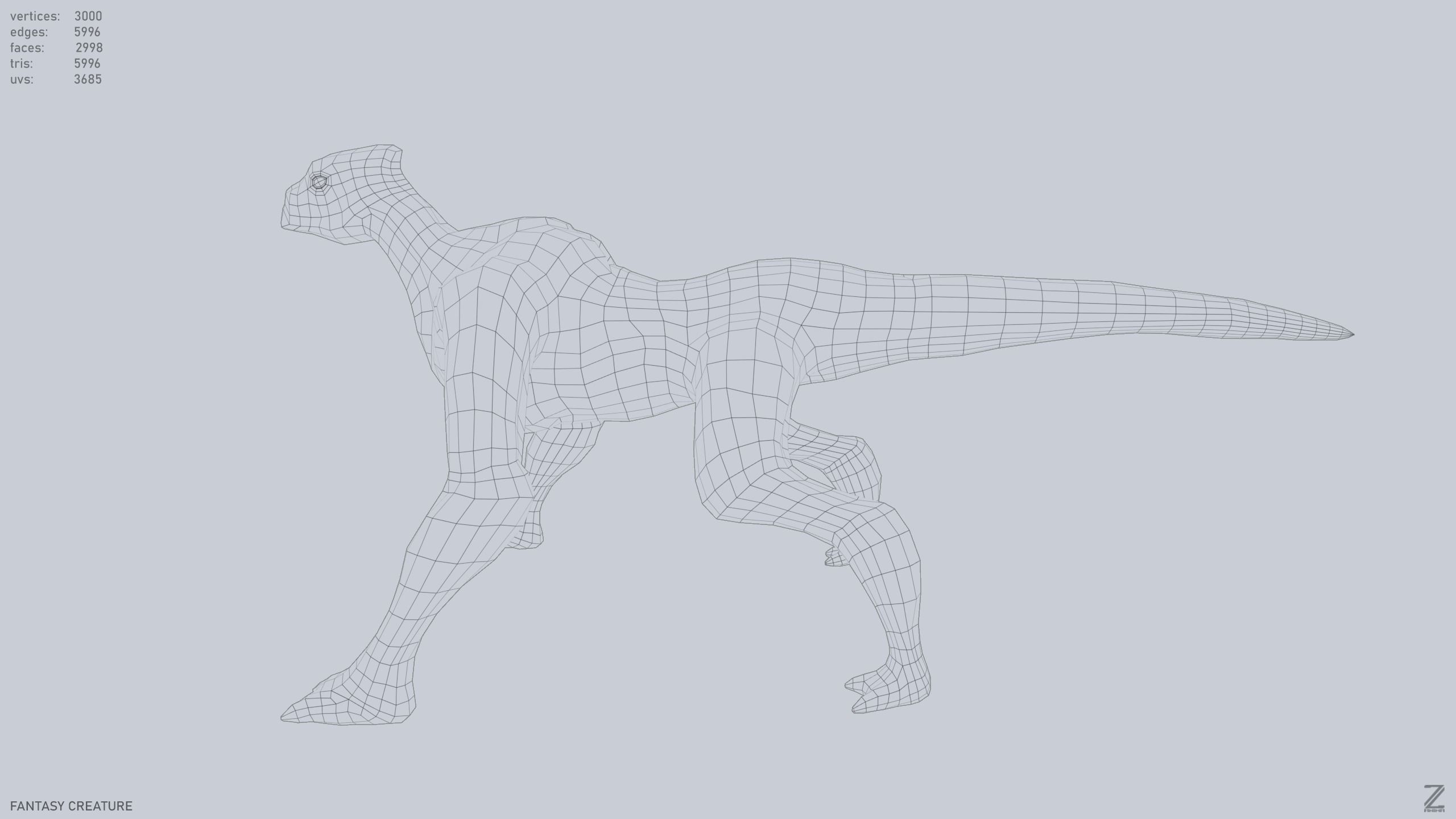 Fantasy creature Low-poly 3D model_10