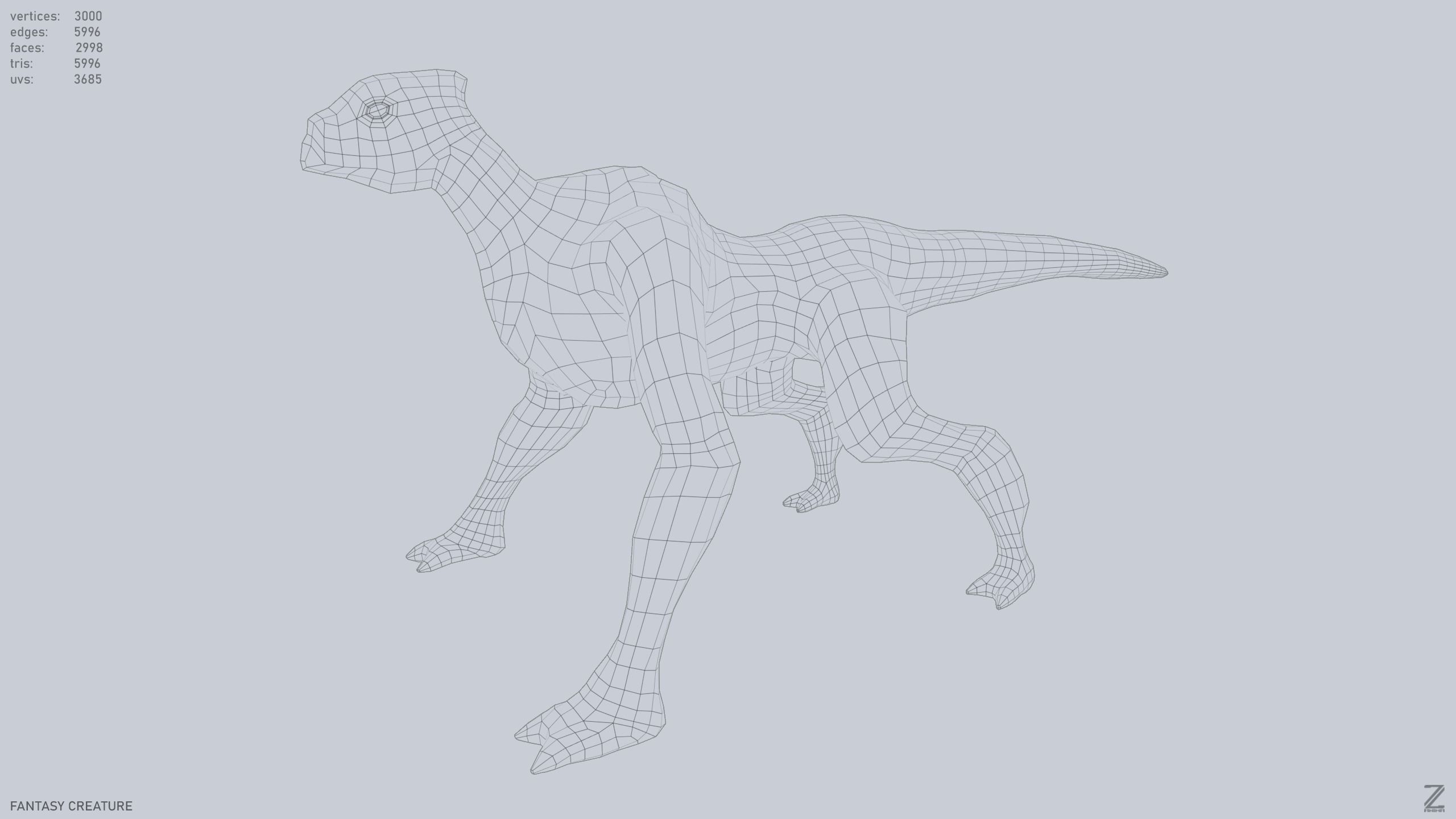 Fantasy creature Low-poly 3D model_9