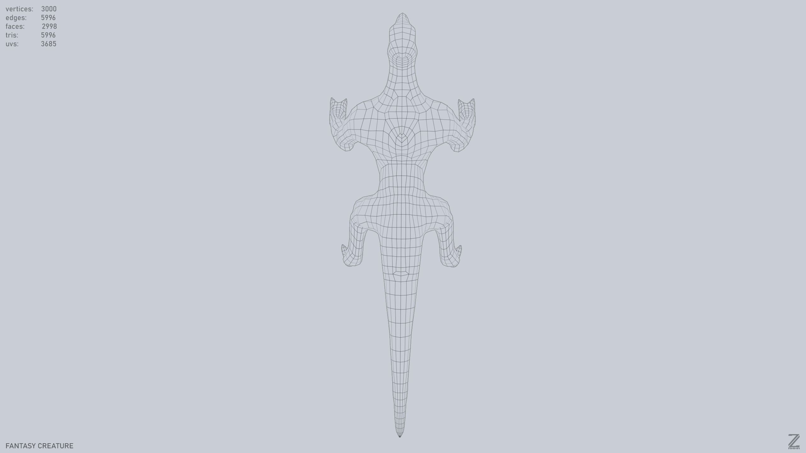 Fantasy creature Low-poly 3D model_12