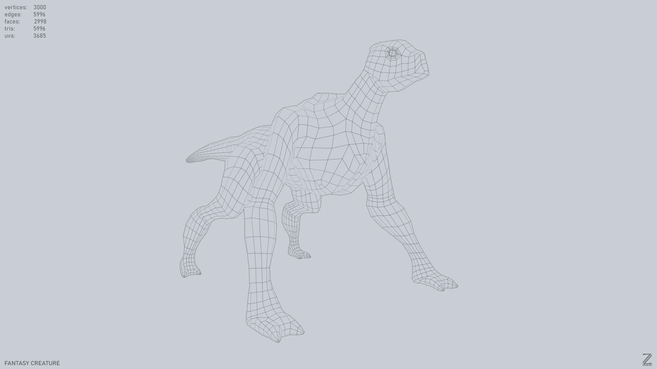 Fantasy creature Low-poly 3D model_14