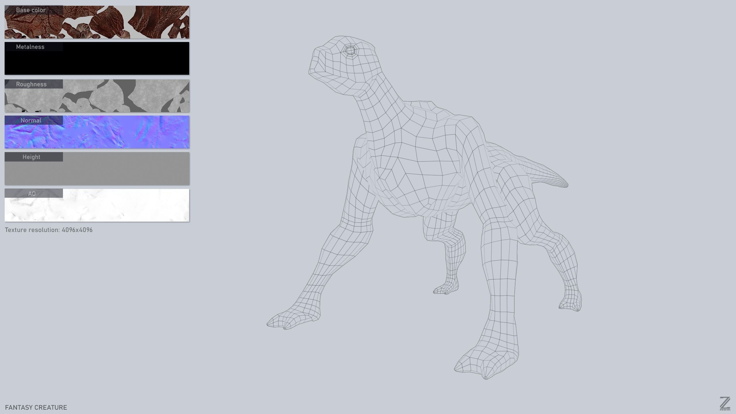 Fantasy creature Low-poly 3D model_3