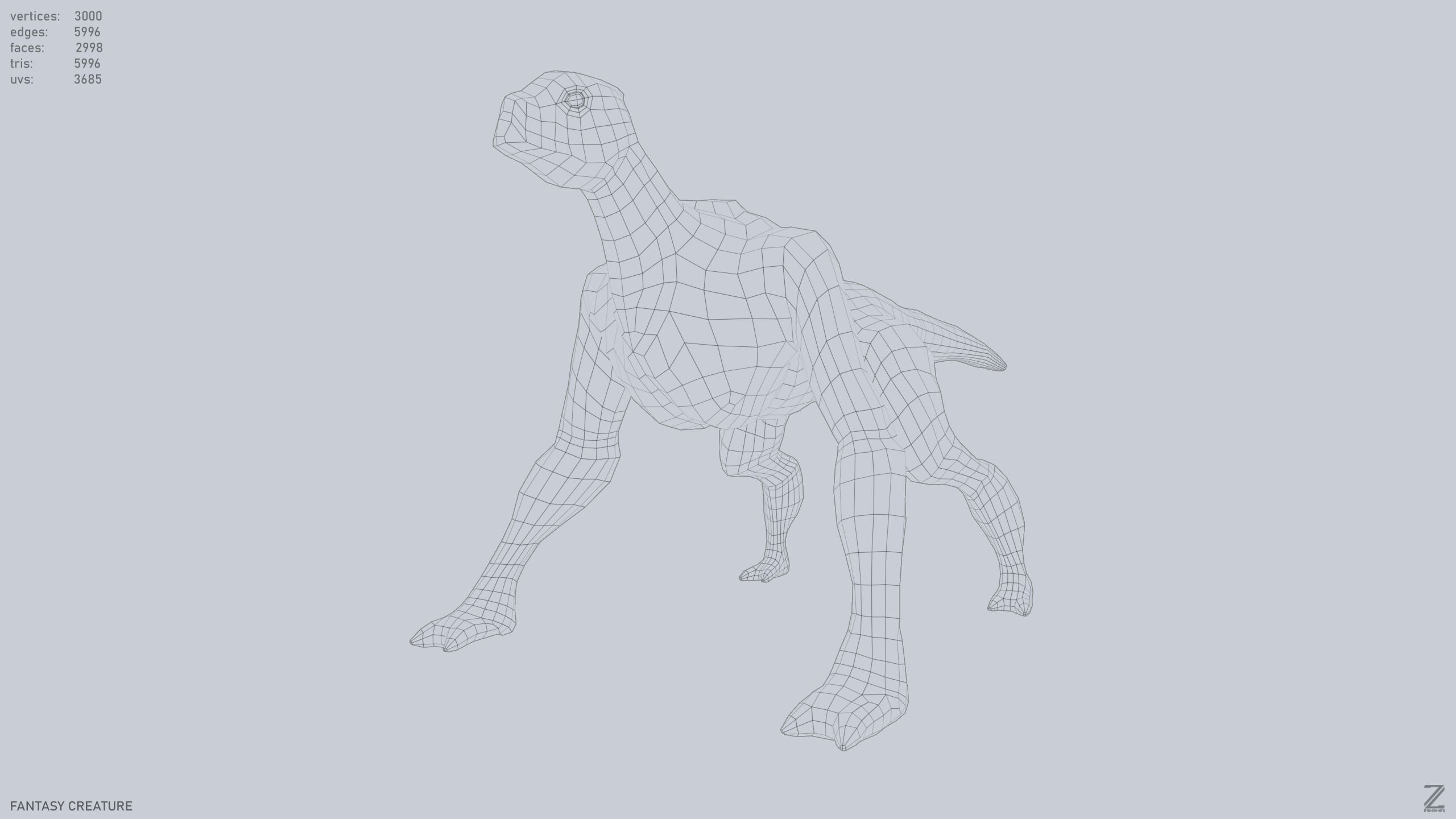 Fantasy creature Low-poly 3D model_15