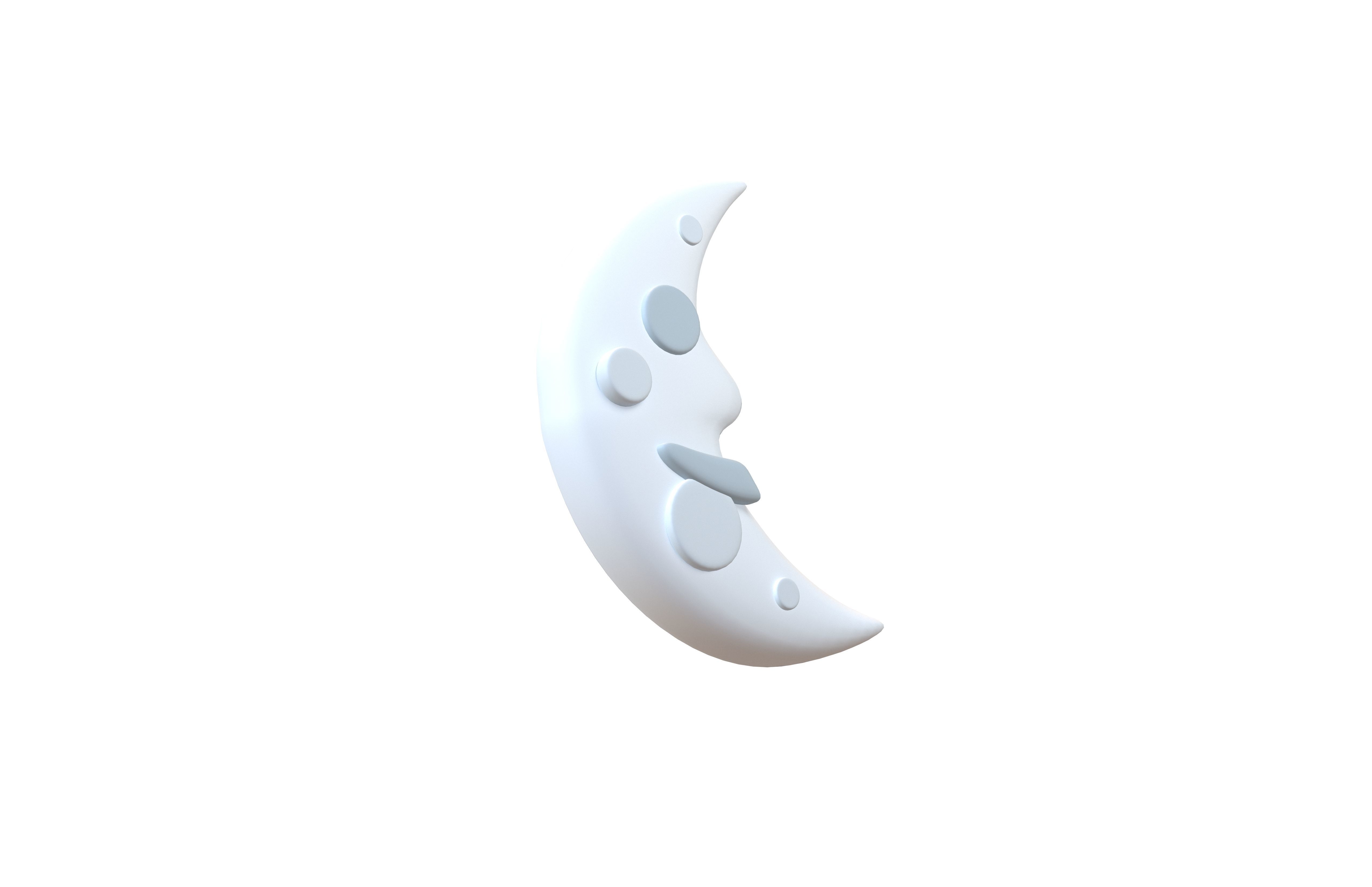 Twitter Version 1 Last Quarter Moon Face v1 001 Low-poly 3D model_3