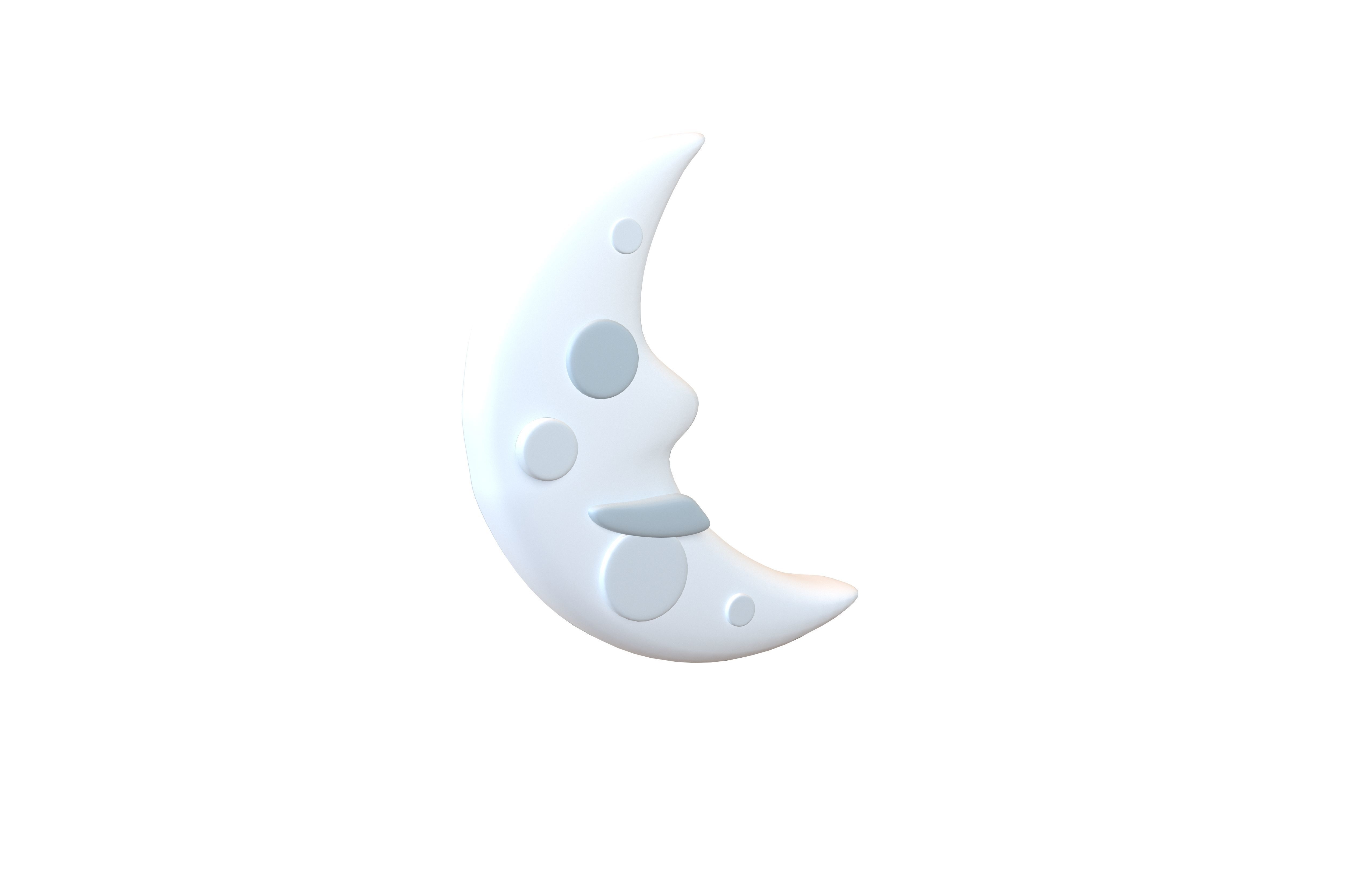 Twitter Version 1 Last Quarter Moon Face v1 001 Low-poly 3D model_1