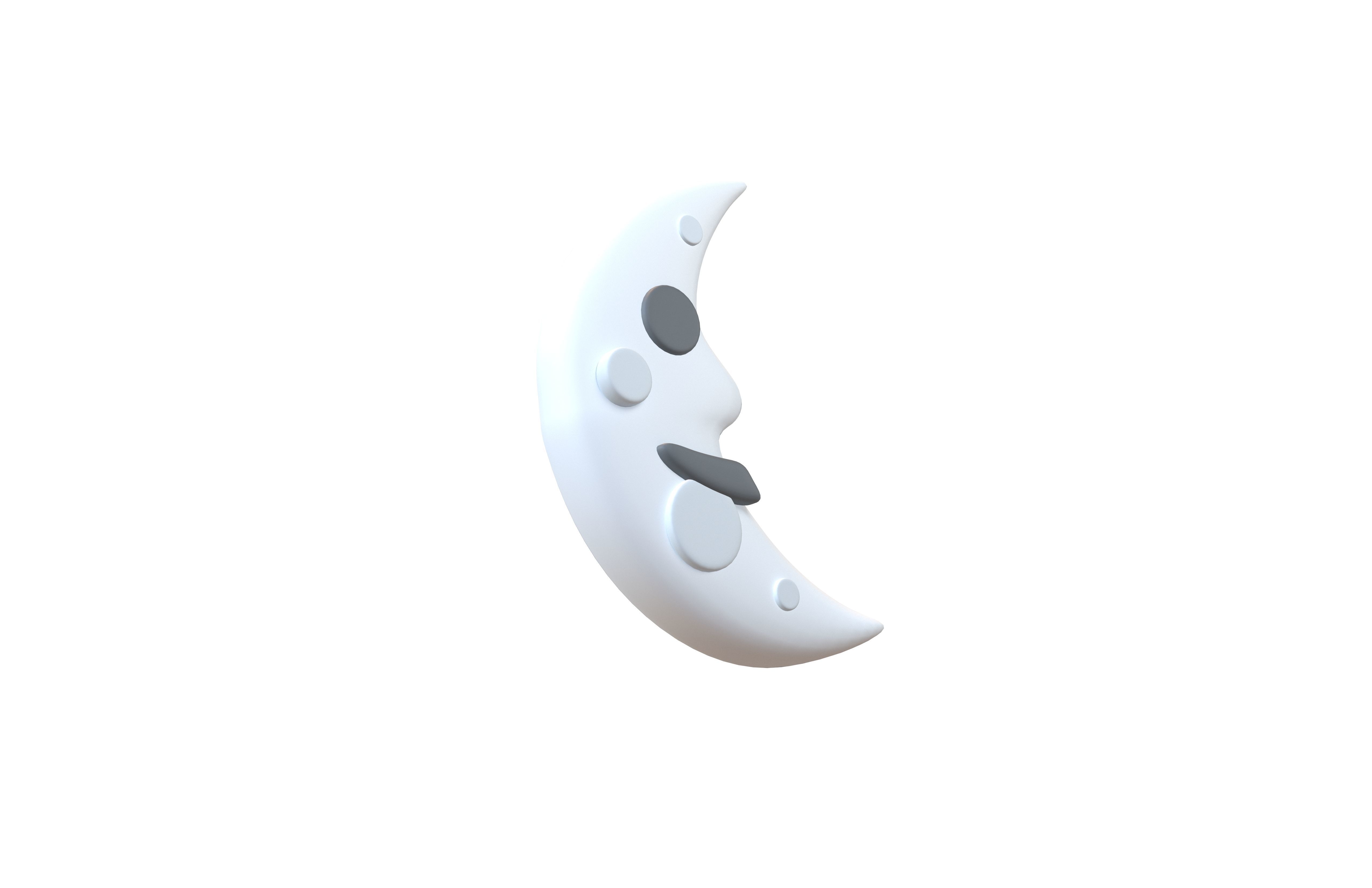 Twitter Version 2 3 Last Quarter Moon Face v1 001 Low-poly 3D model_3