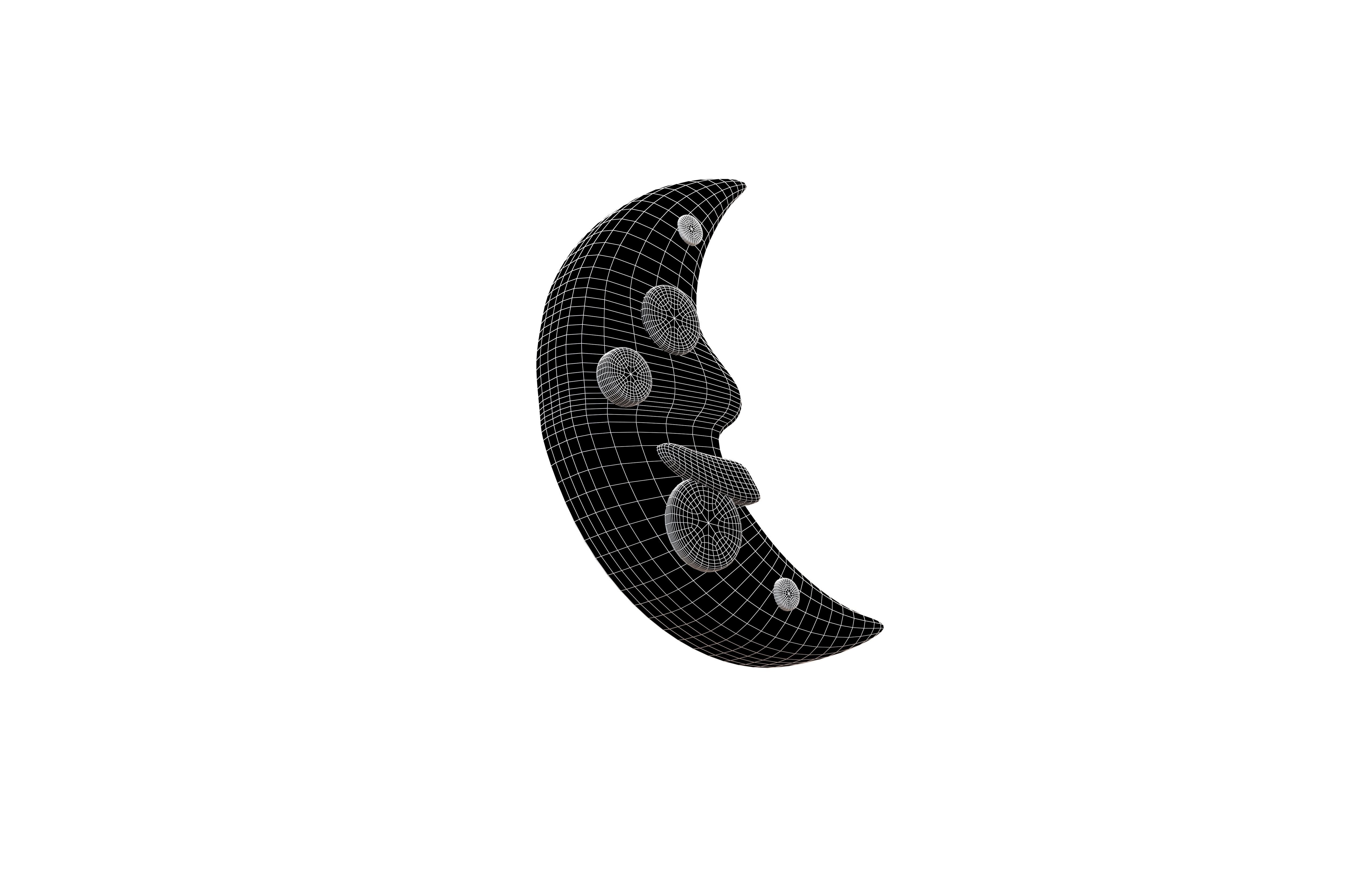 Twitter Version 2 3 Last Quarter Moon Face v1 001 Low-poly 3D model_7
