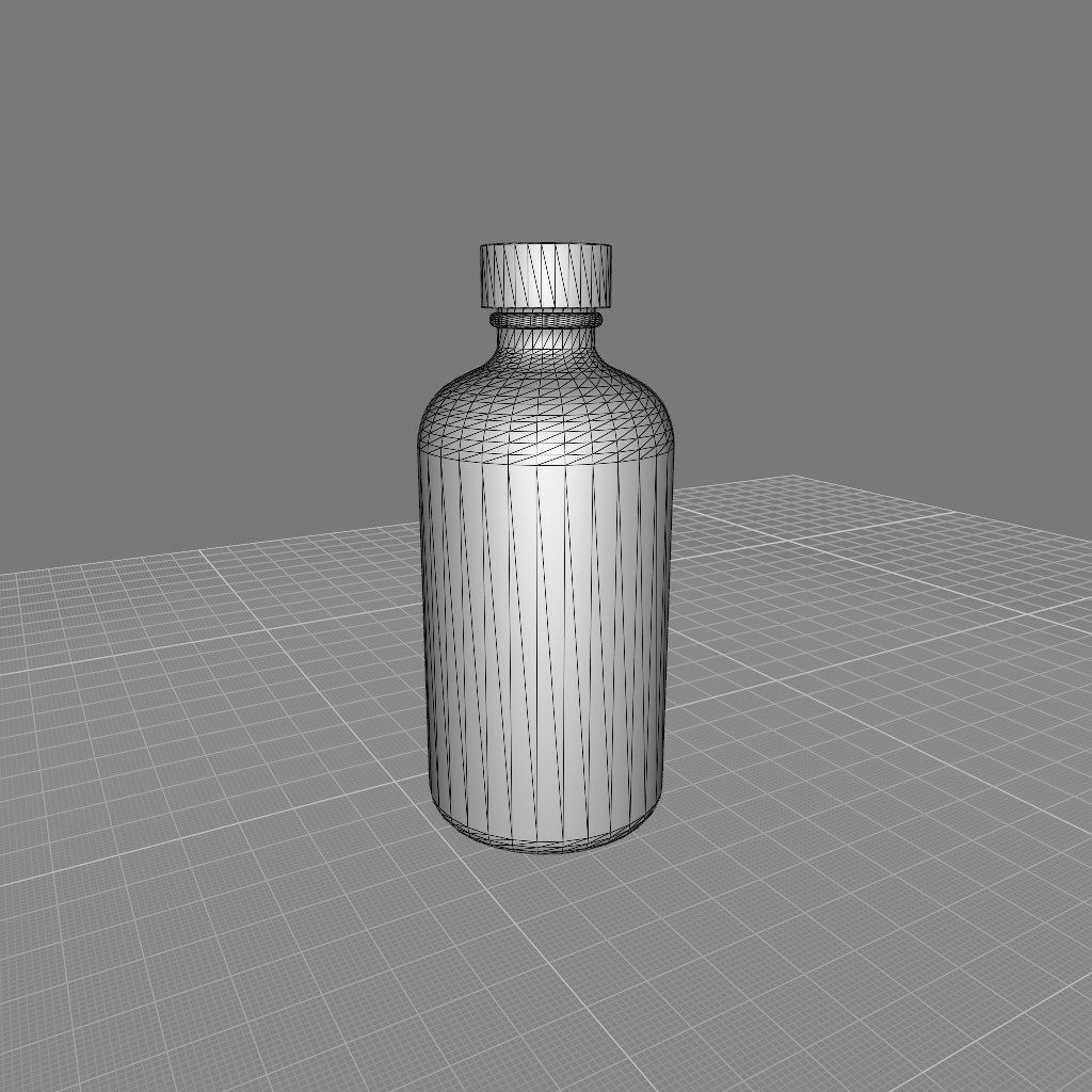 Boston Round Glass Bottle 4oz 3D model_3