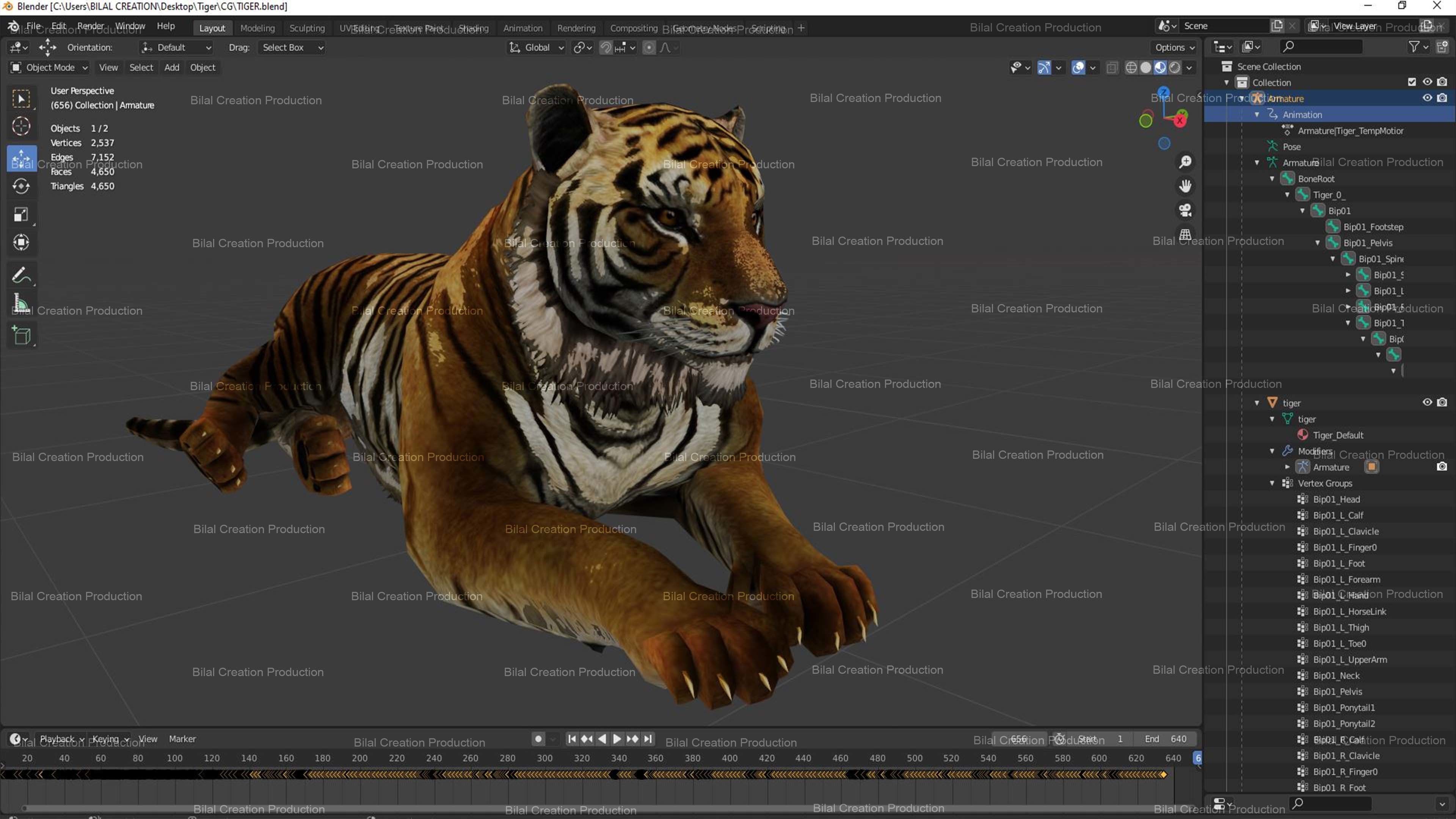 Tiger Rigged Animated 7 3D model_18
