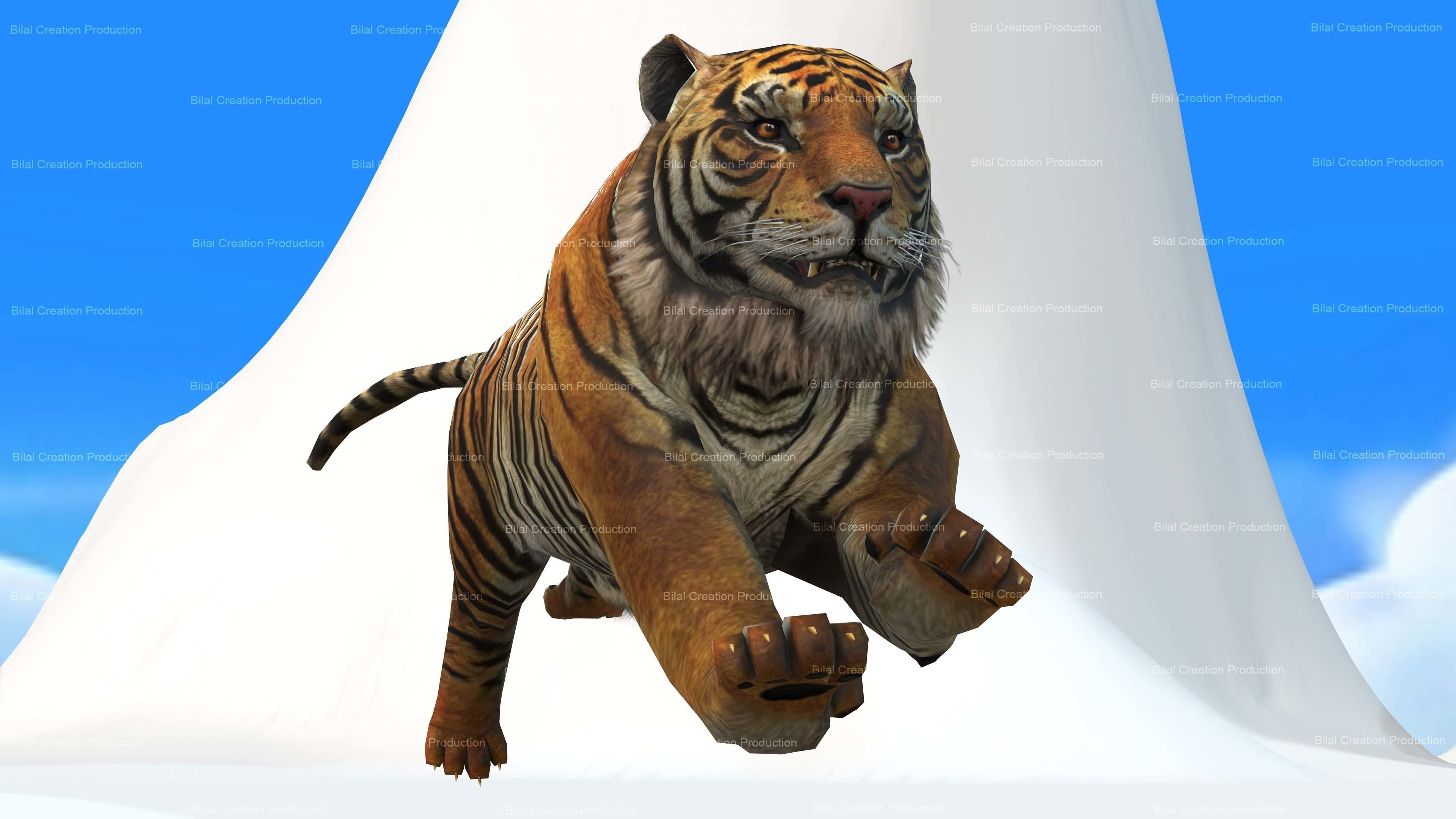 Tiger Rigged Animated 7 3D model_12