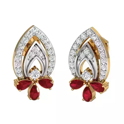 Pear Diamond Women Earrings 3dm STL FBX OBJ Render Details 3D print model