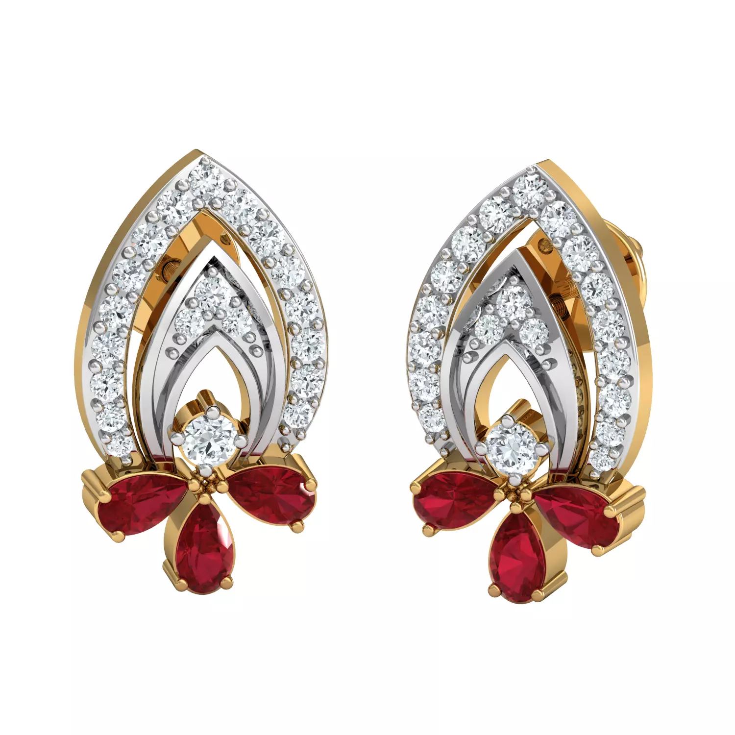 Pear Diamond Women Earrings 3dm STL FBX OBJ Render Details 3D print model