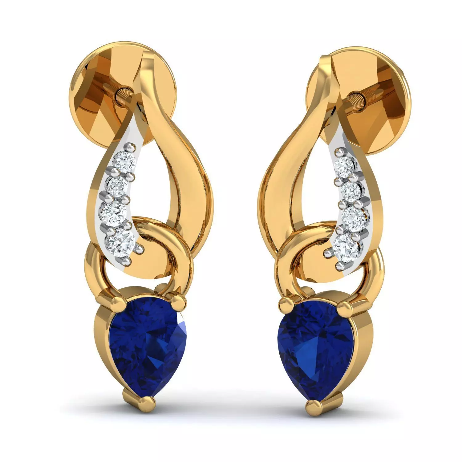 Women Pear Diamond Earrings 3dm STL FBX OBJ Render Details 3D print model