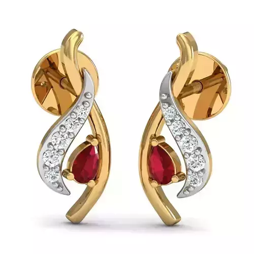 Women Pear Diamond Earrings 3dm STL FBX OBJ Render Details 3D print model